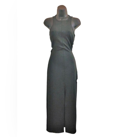 Zara black scuba fit twisted back cutout front slit sleeveless dress size XS new - Picture 15 of 16